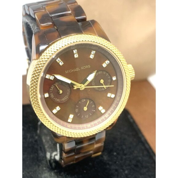 Michael Kors Women's Watch MK5399 Ritz Quartz Gold Tortoise Shell 33mm - Picture 12 of 13